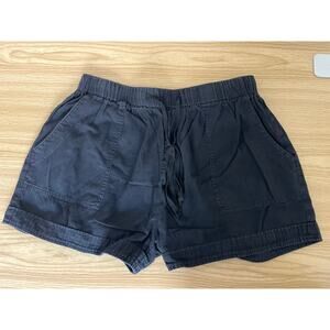 Women's Pull On Shorts XL Black Elastic Waist Drawstring Utility Pockets Stretch